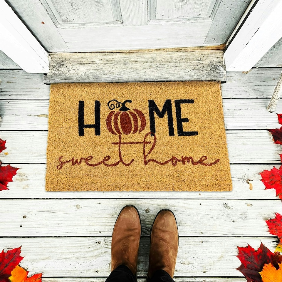 image 1 of Marco Paul Beige Coir 'Home Sweet Home' Doormat 40x60cm Autumn Welcome Mat