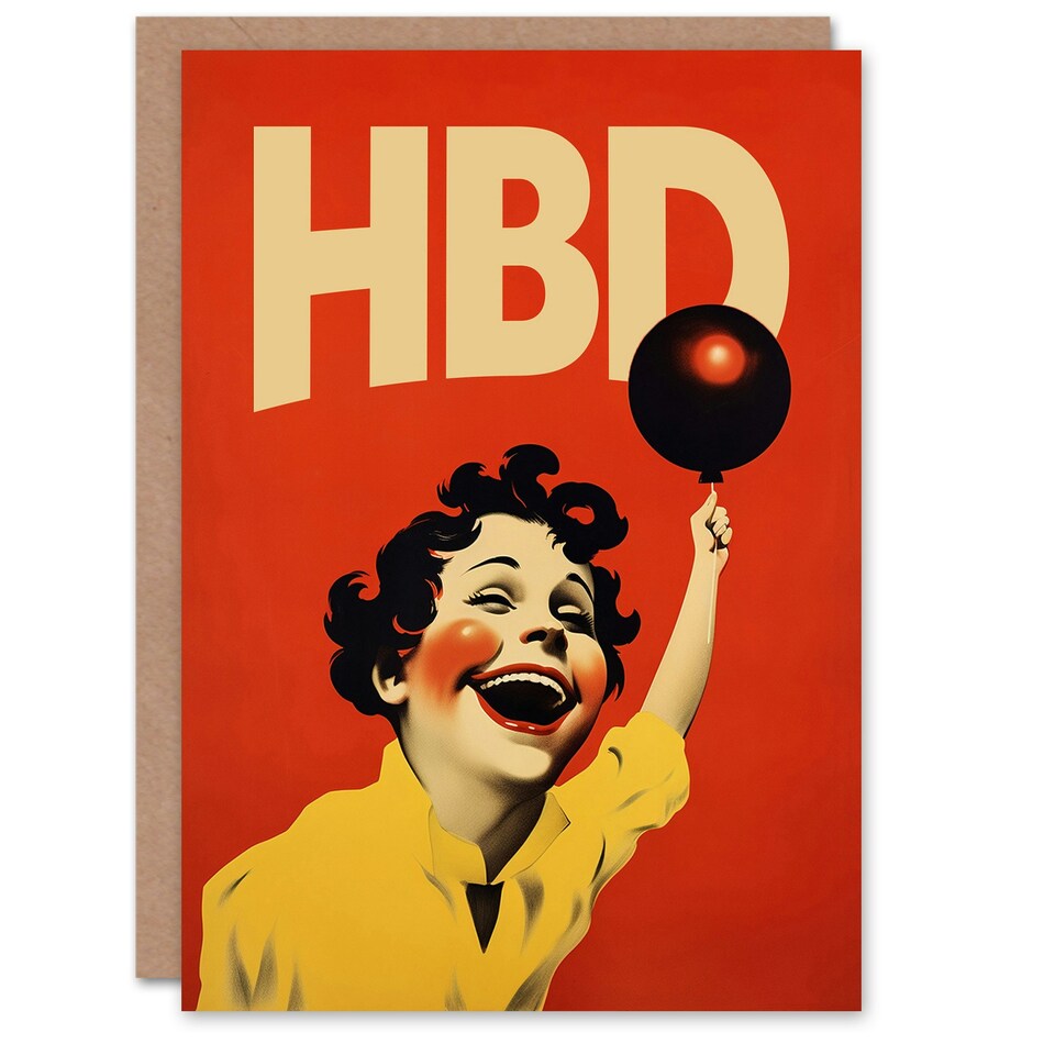 image 1 of Vintage Advert HBD Kid Balloon Smile Him Her Birthday Card