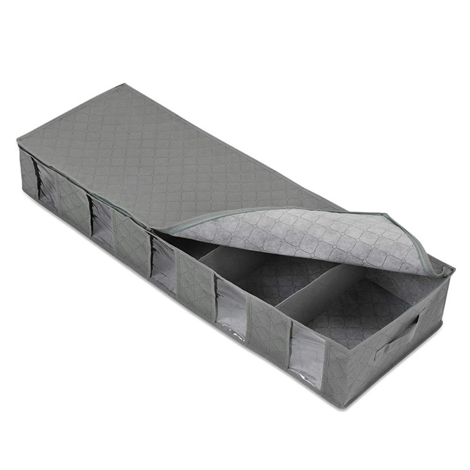 image 1 of Living and Home Non-woven Fabric Underbed Storage Bags with Handles - Grey | Grey
