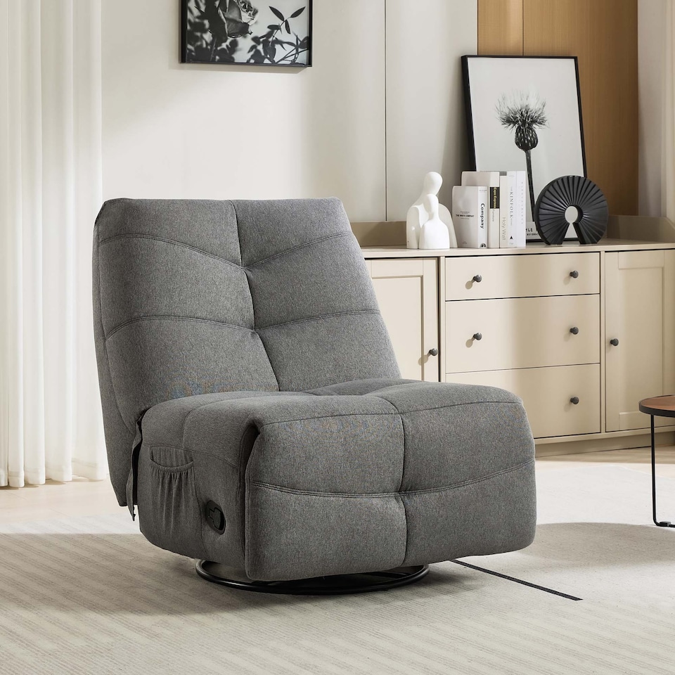 image 1 of Austin Swivel & Rocker Manual Fabric Recliner Chair Grey | Grey | Grey | One Size
