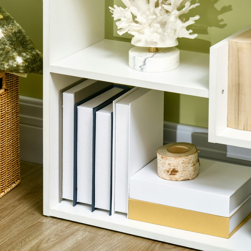 image 1 of HOMCOM 6-Tier Bookshelf Freestanding Decorative Storage Shelves for Home White