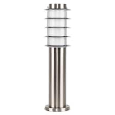 ValueLights Wharf Pair Silver Outdoor Bollard Lights and Warm White Bulb