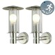 image 2 of First Choice Lighting Set of 2 Treviso Brushed Stainless Steel Motion Sensor Outdoor Security Lights Silver | Clear