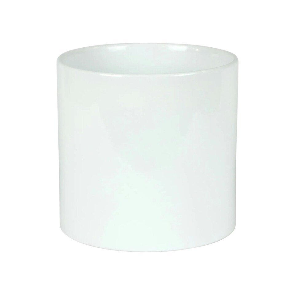 image 1 of Glossy White Ceramic Indoor Plant Pot H17 x W17.5cm White