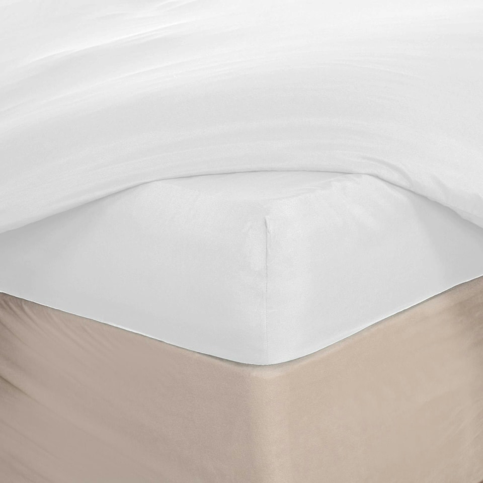 image 1 of OHS Plain Fitted Bed 25cm Deep Elasticated Sheet, King - White