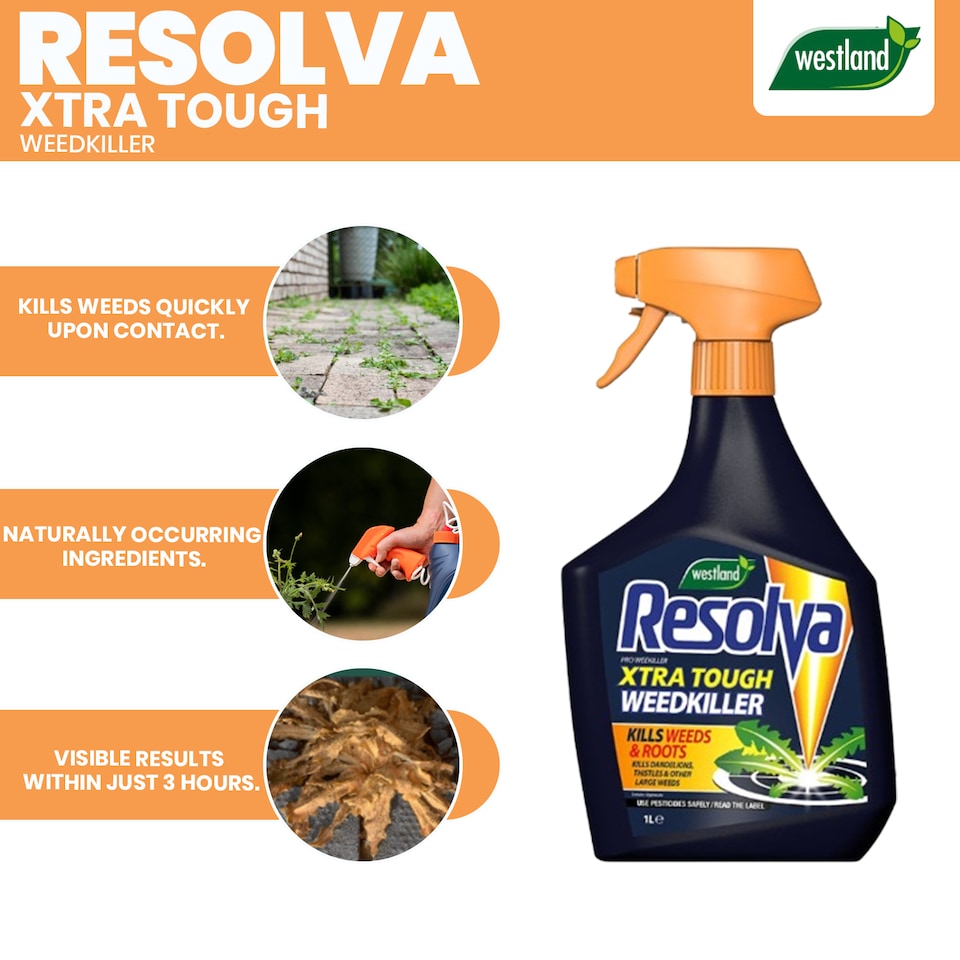 image 1 of Resolva Pro Xtra Tough Weed Killer 1L Ready to Use Fast-Acting Herbicide for Weeds Brambles & Tough Vegetation Visible Results in Hours | Yellow