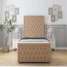 Sloomy Monroe Latte Dumfries Bed Frame With Mattress With 50" Upholstered Headboard 5' King