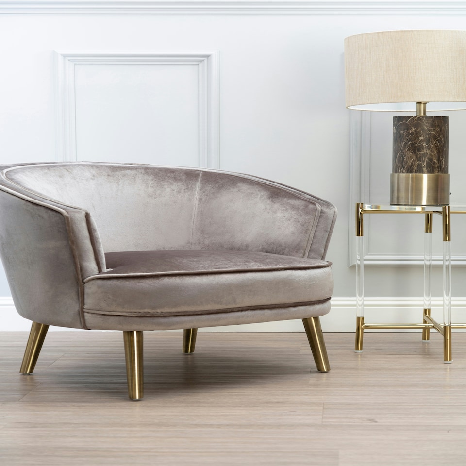 image 1 of Side Table With Acrylic Top-Sturdy Lounge Round Table-Gold Finish Settee Side Table-Metallic Small Table Gold