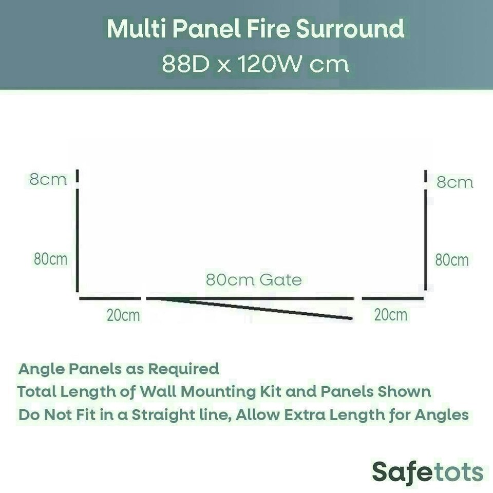 image 1 of Safetots Wooden Multi Panel Fire Surround, 88cm Deep x 120cm Wide, Natural Wood, 76cm Tall, Baby and Toddler Fire Guard, Safety Barrier for Fireplaces