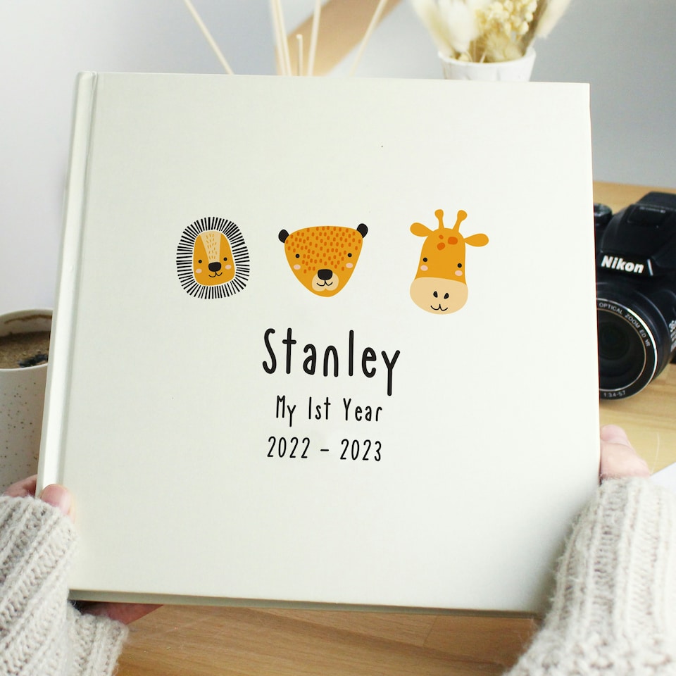 image 1 of Personalised Scandi Safari Animals Square Photo Album