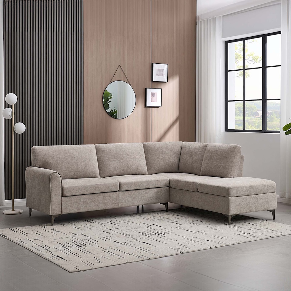 image 1 of Roma 4 Seater Fabric Corner Sofa | Brown | Sand