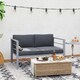 image 8 of Outsunny All-Weather Garden Loveseat with Removable Cushions, Charcoal Grey 