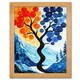 image 1 of Autumn To Winter Tree Folk Mountain Landscape Wood Framed Wall Art Print