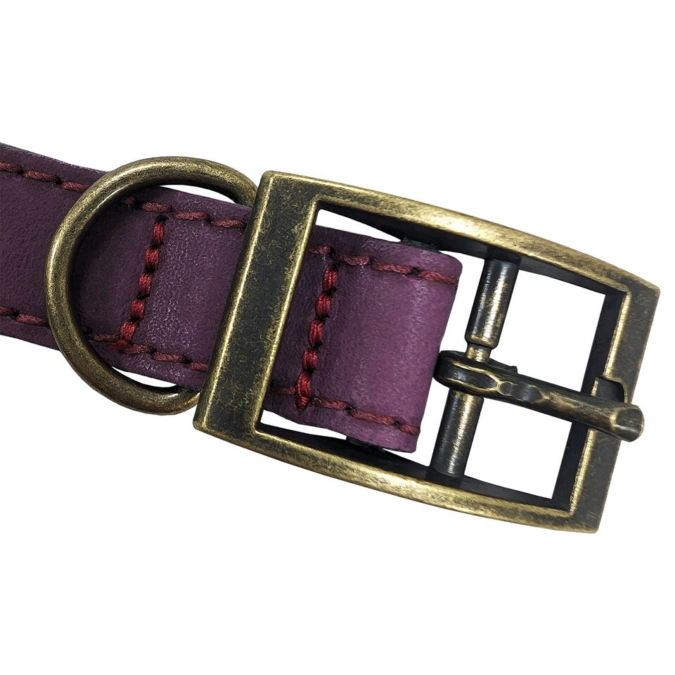 image 1 of HugglePets Legacy Leather Dog Collar - Merlot N/A | XS