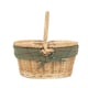 image 7 of Green Tartan Lining Childs Oval Lined Lidded Wicker Picnic basket | Green | Green