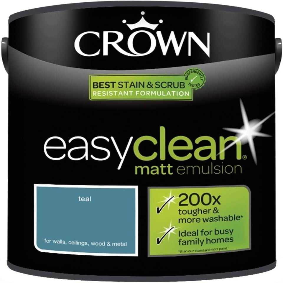 image 1 of Crown Easyclean Matt Emulsion 2.5L Teal