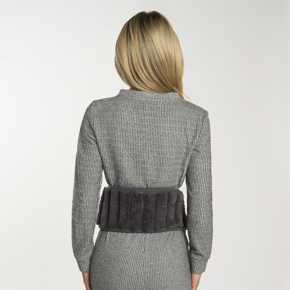 image 1 of OHS Ribbed Fleece Hot Water Bottle Belt Adjustable Heating Wrap | Grey | Charcoal