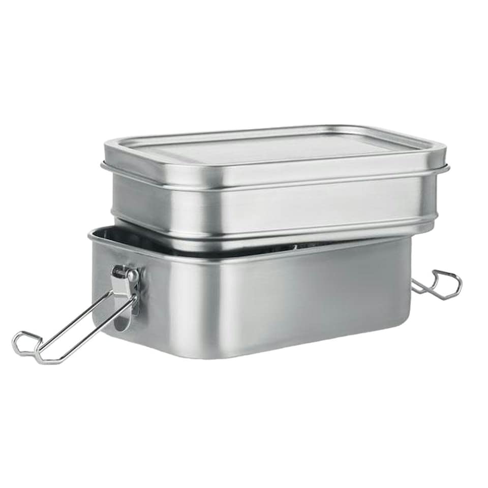 image 1 of MidOcean Double Chan Stainless Steel Lunch Box - Matt Silver - One Size