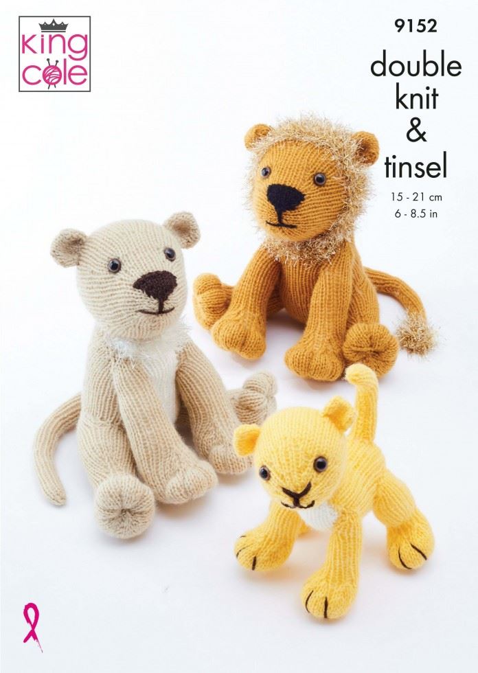 King Cole Big Value DK & Tinsel Chunky Knitting Pattern 9152, Toys - 15 - 21 cm