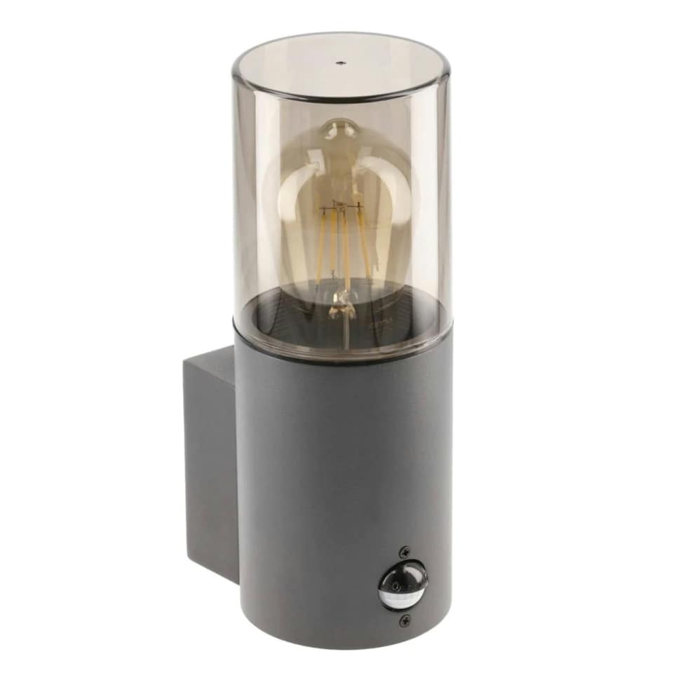 image 1 of CGC BLUEBELL Dark Grey Cylinder Wall Light with PIR Motion Sensor Grey