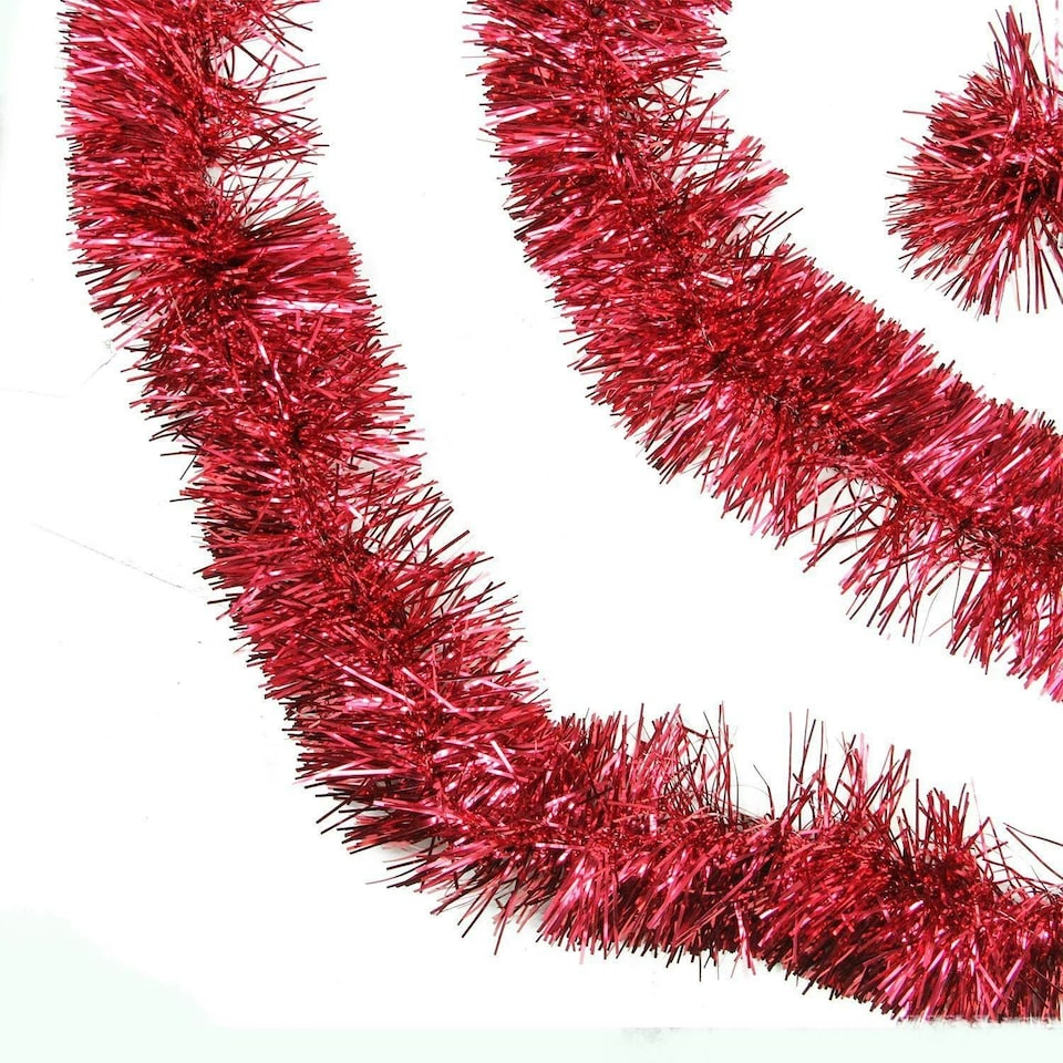 image 1 of 16Pcs Red Tinsel Tree Decorations 1.8m