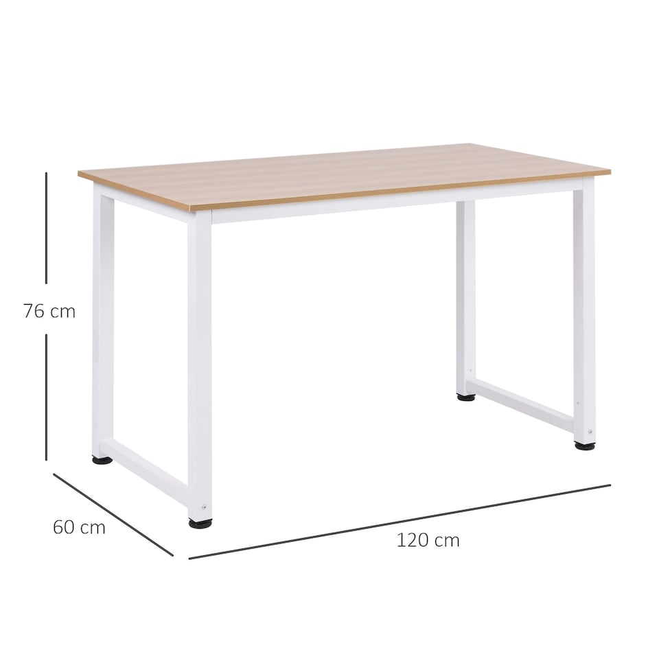 image 1 of HOMCOM Computer Desk Dining Table Writing Table with Metal Frame, White