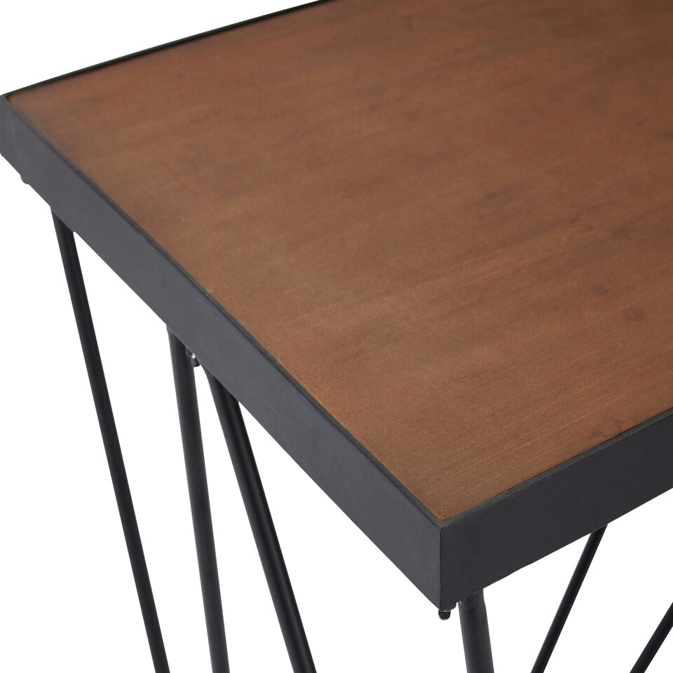 image 1 of Interiors by Premier Rectangular Console Table, Metal and Wood Console Table, Industrial Console Table, Wood Top Console Table Black