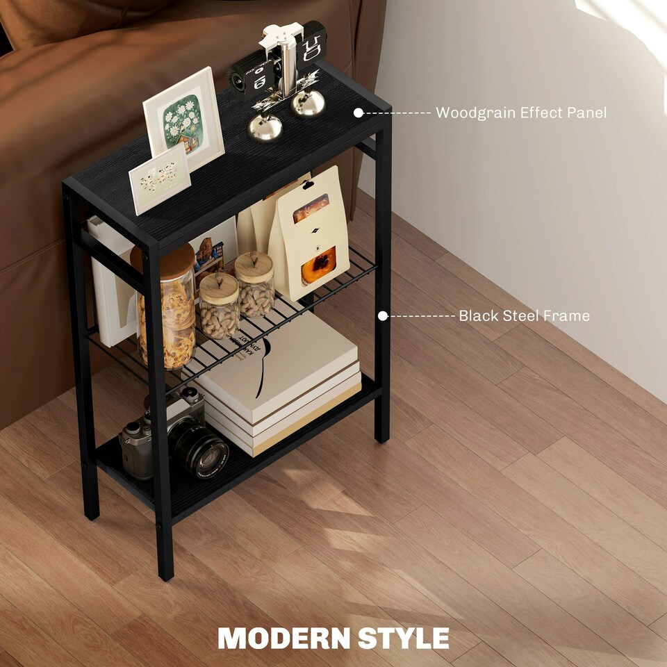 image 1 of HOMCOM Side Table with Storage, Small Table for Living Room, Bedroom Black