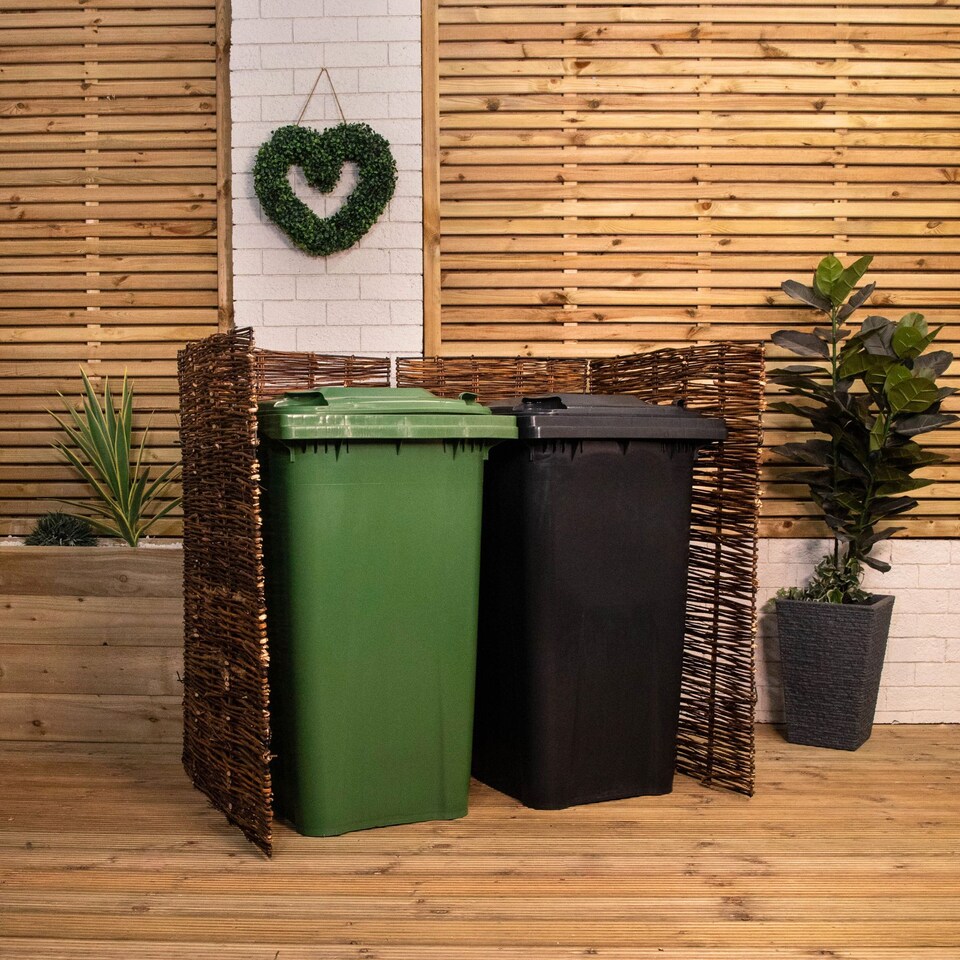 image 1 of 1.16m x 1.22m Double Garden Patio Willow Wheelie Bin Screen Hideaway