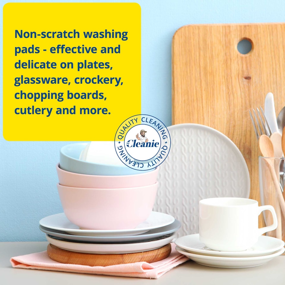 image 1 of Mr Cleanie Metalised Washing Up Non-Scratch Scourer Pads Cleaning Kitchen Bathroom 2-Packs x 2, You buying 4 pads.