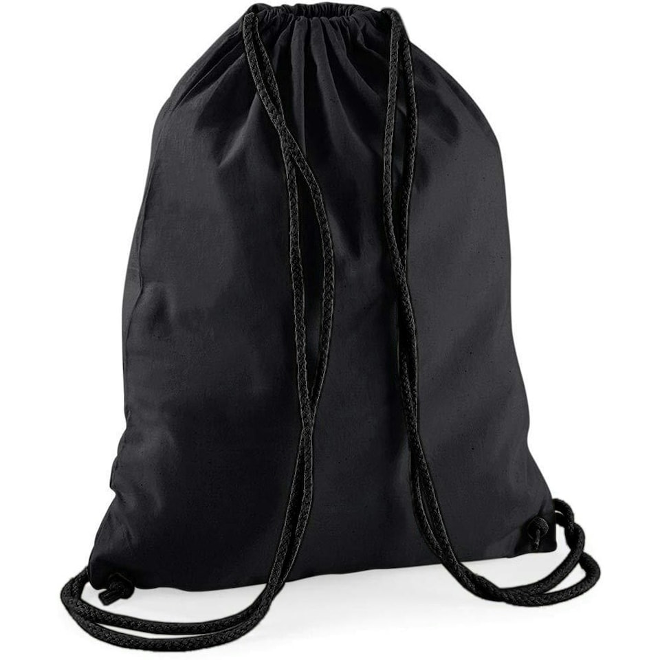 image 1 of Westford Mill Cotton Gymsac Bag - 12 Litres - Black/Black - One Size | Multi | One Size