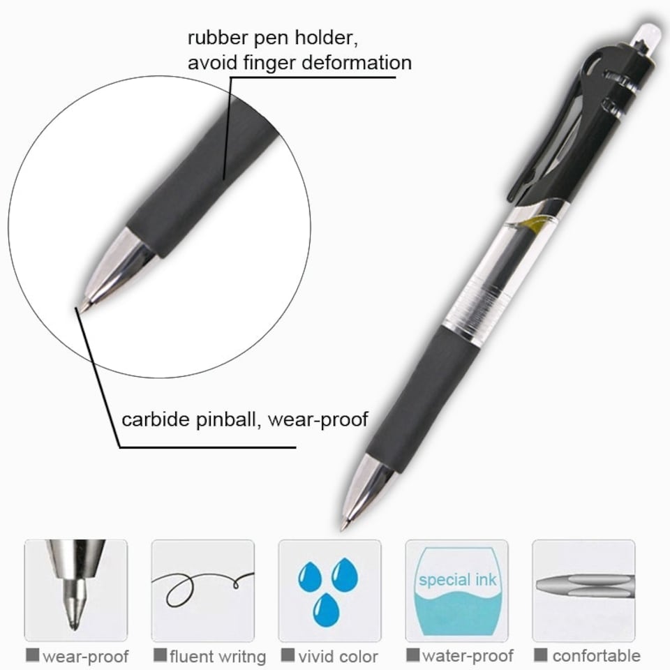 image 1 of Pack of 12 Red Soft Grip Retractable Ballpoint Gel Pens