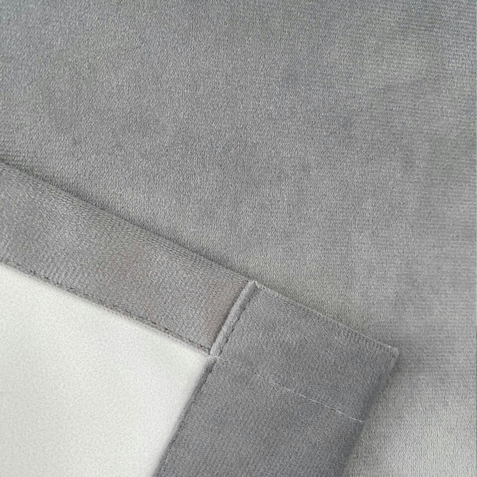 image 1 of Hampton Grey Velvet Curtains 90 x 72 inch (229 x 183 cm) 100% Blackout Eyelet Thermal Noise Reducing Curtains for Bedroom and Living Room