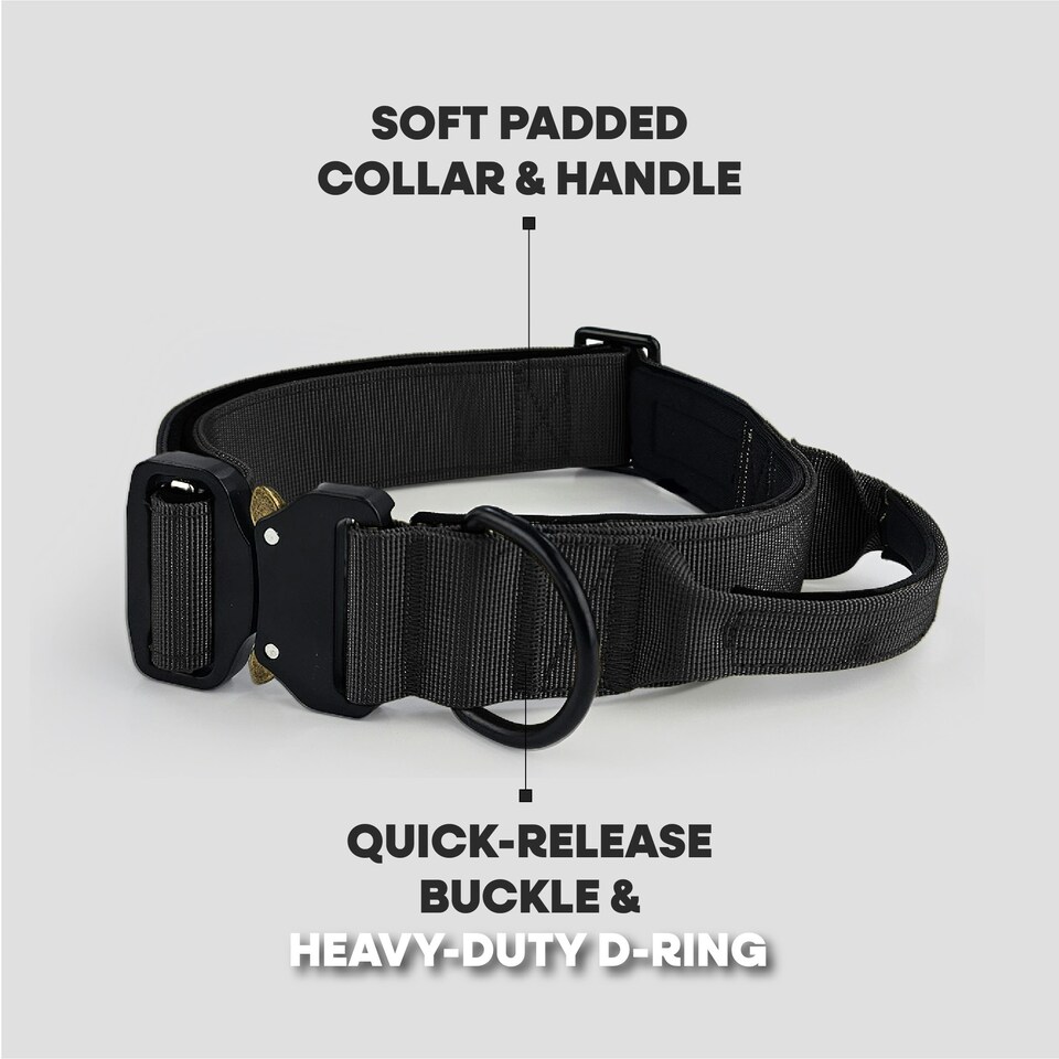 image 1 of HugglePets Tactical K9 Endurance Dog Collar Black | S