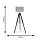 image 3 of ValueLights Black Wood And Silver Chrome Tripod Floor Lamp With Grey Drum Shade