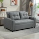 image 2 of HOMCOM 2 Seater Sofa Bed, Linen Click Clack Sleeper Sofa with Pull Out Design, 2 Pillows, Cup Holders, Side Pockets, Convertible Loveseat Bed Settee for Living Room, 157x190cm, Charcoal Grey | Grey