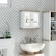 image 2 of kleankin Bathroom Mirror Cabinet Wall Mounted Storage Cupboard with Double Door and Adjustable Shelf, White