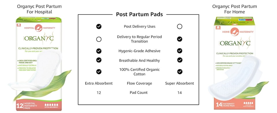image 1 of Organyc Maternity Pads (Home Use) – 28 Pads Total (2 Packs of 14)