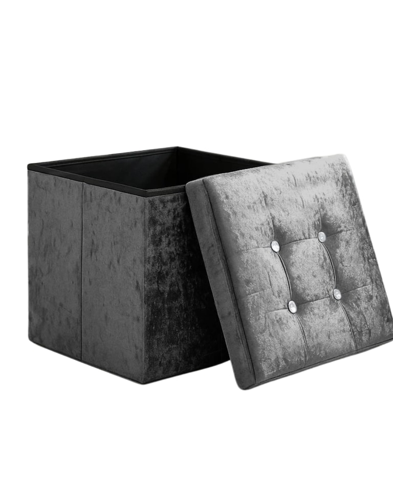 image 1 of Home Republic Foldable Crushed Velvet Storage Ottoman
