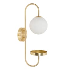 ValueLights Milo Frosted Glass Globe Shade Curved Gold Wall Light | Gold