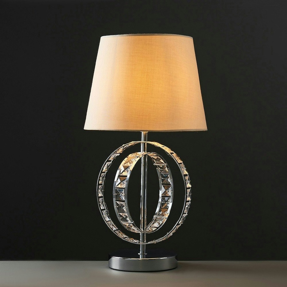 image 1 of ValueLights Rothwell Polished Silver Table Lamp with Small Cream Tapered Shade and E27 Candle LED 4W Warm White 3000K Bulb Cream
