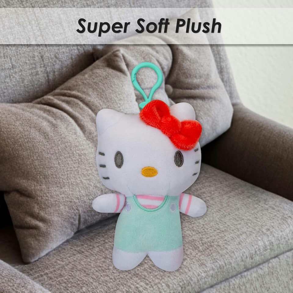 image 1 of Hello Kitty Soft Toy Clip On Kitty Cute Plush Huggable Cuddly 12cm Blue