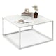 image 1 of COSTWAY Modern Square Coffee Table with Faux Marble Tabletop White