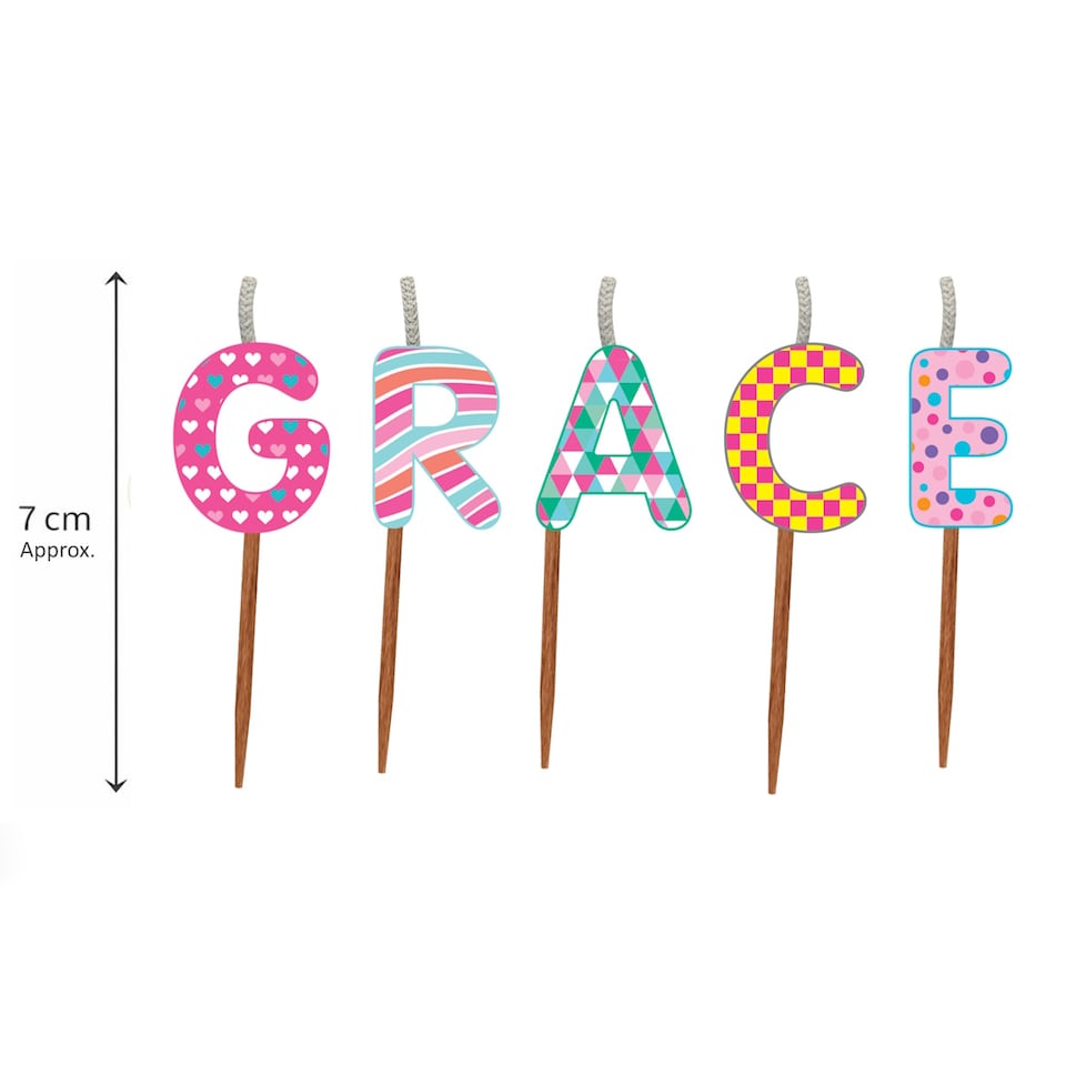 image 1 of Name Birthday Cake Candle Set - Grace