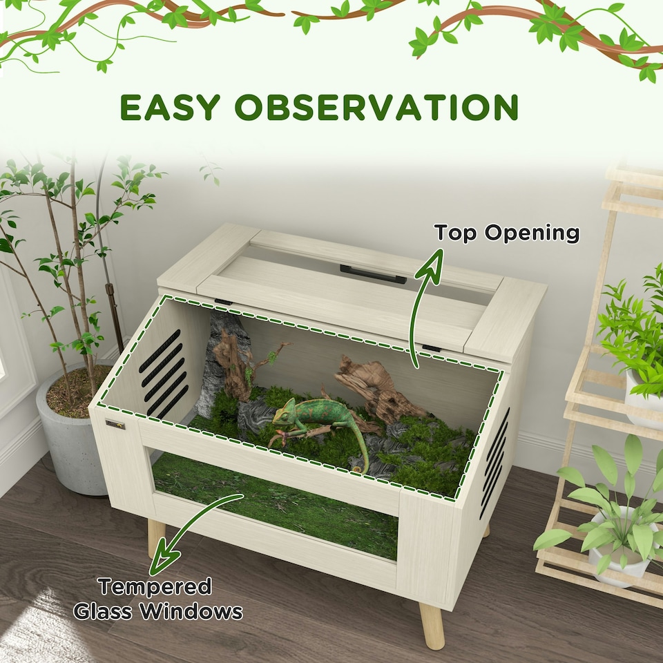 image 1 of PawHut Reptile Terrarium, 111L Snake Vivarium with Tempered Glass Windows