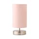 image 1 of ValueLights Satin Touch Dimmer Bedside Table Lamp With Pink Cylinder Light Shade