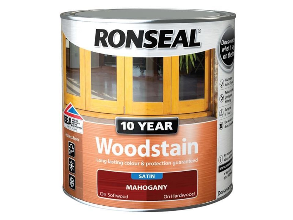 image 1 of Ronseal 10 Year Woodstain Mahogany 750ml - Exterior Wood Protection