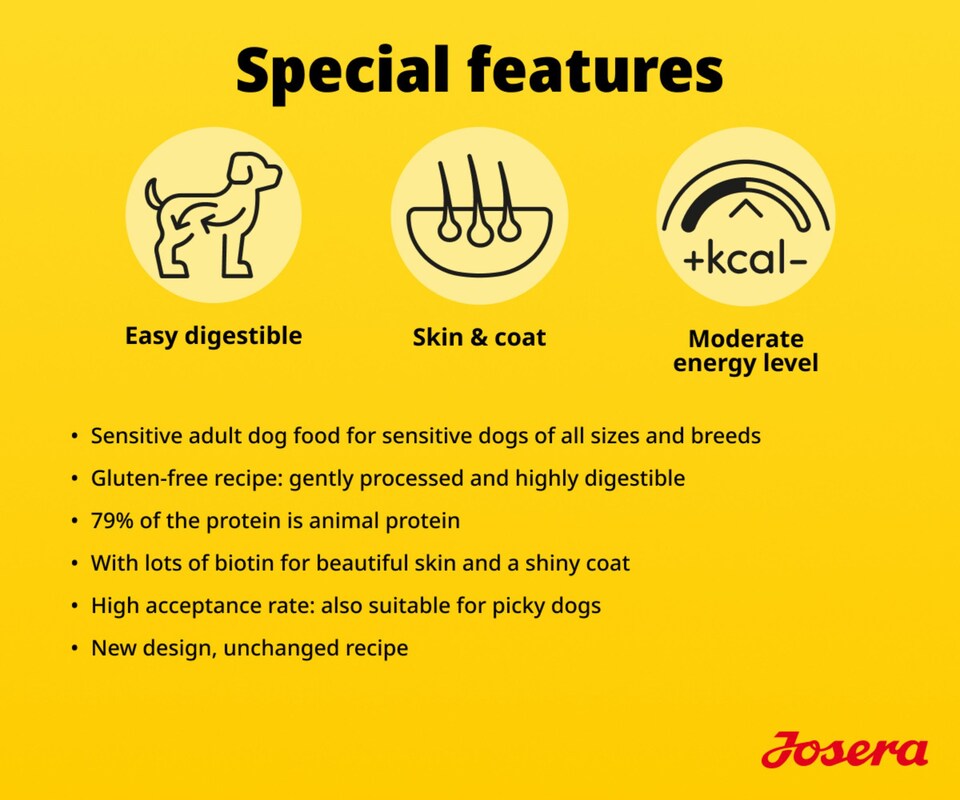image 1 of Josera Adult SensiPlus complete dog food | Highly digestible | Moderate energy | Sensitive digestion | All sizes | Skin & Coat | Gluten-free | 0.9kg