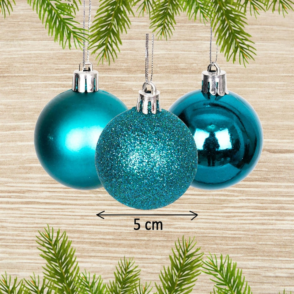 image 1 of Baubles Teal Blue 5cm, 18pcs Set