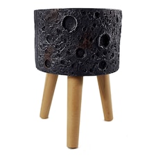 35cm x 24cm Large Lunar Black Planter | Grey